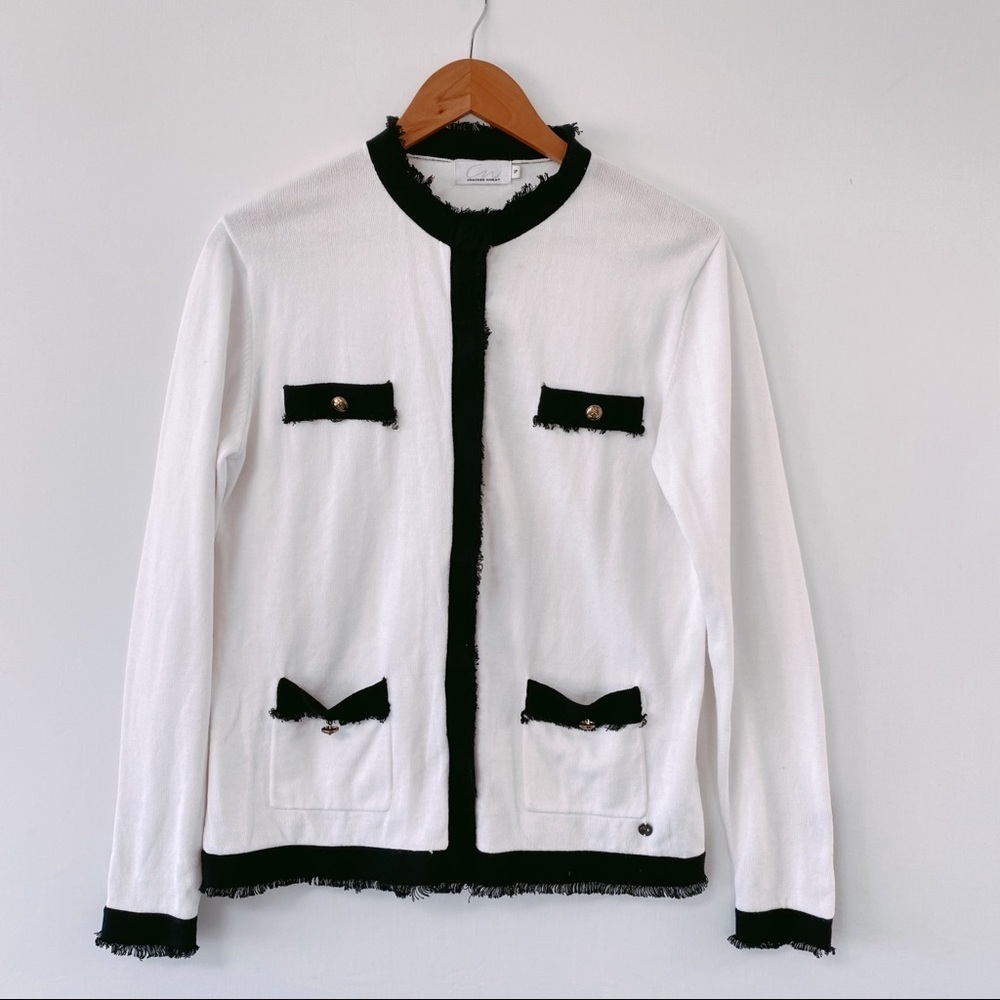 Cracked Wheat White & Black Cardigan S ($86)